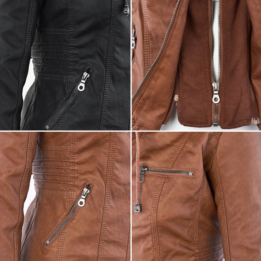 Veste perfecto femme en similicuir à capuche, pour l’automne et la mi-saison