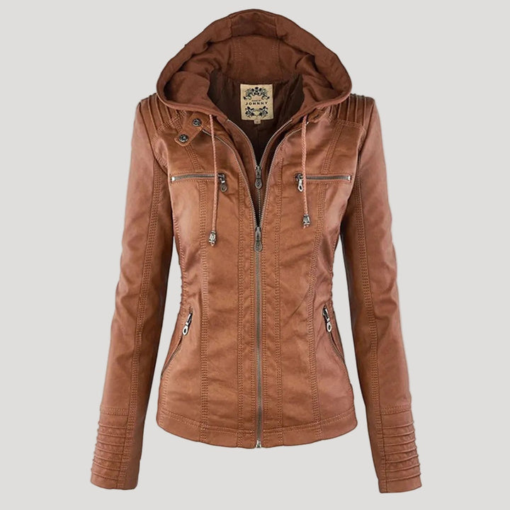 Veste perfecto femme en similicuir à capuche, pour l’automne et la mi-saison