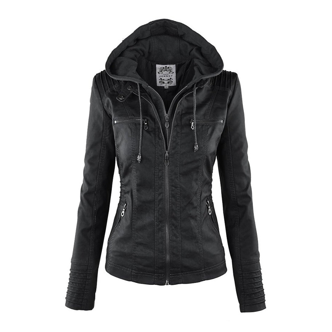 Veste perfecto femme en similicuir à capuche, pour l’automne et la mi-saison