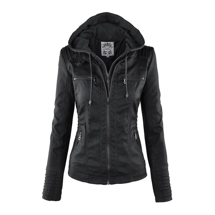 Veste perfecto femme en similicuir à capuche, pour l’automne et la mi-saison