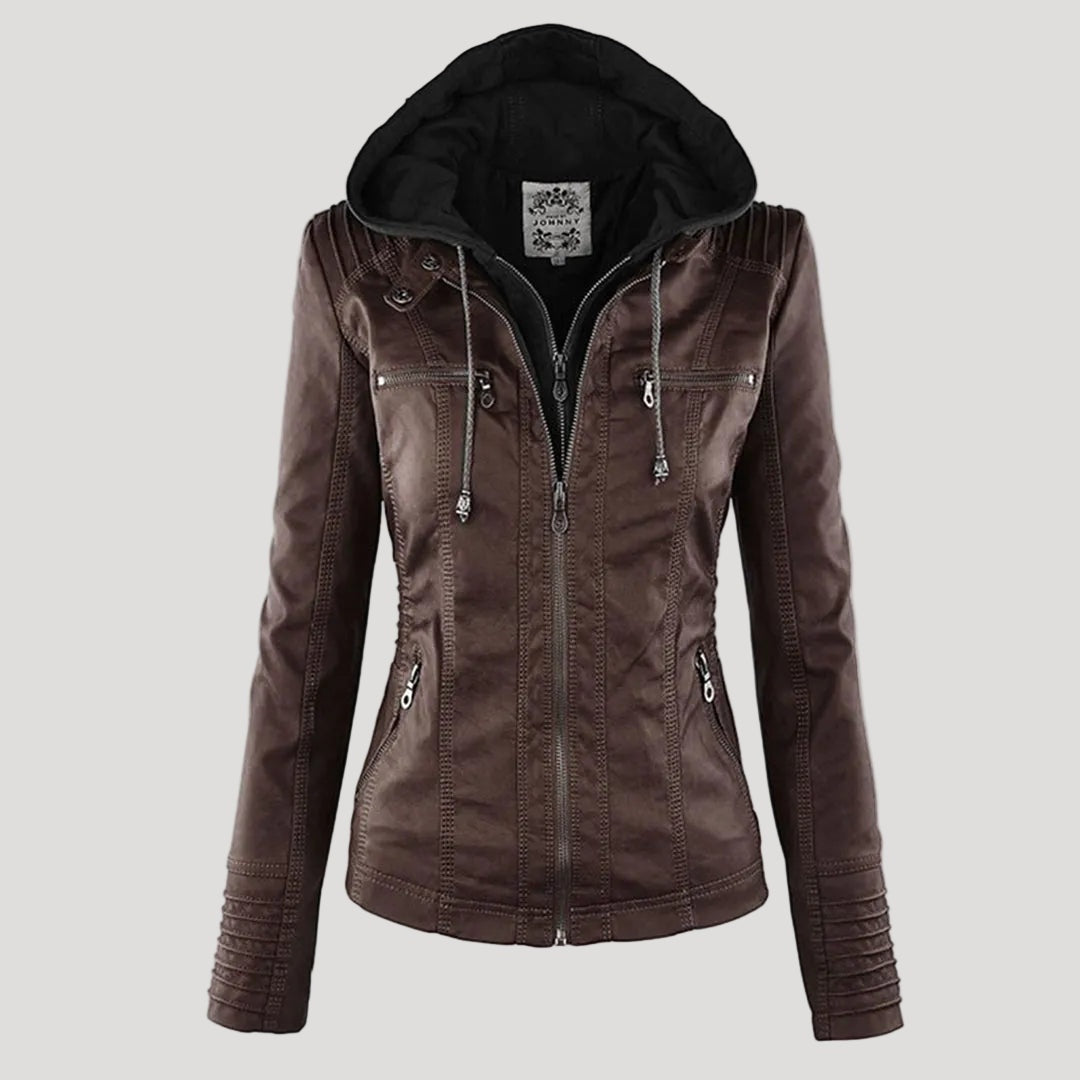 Veste perfecto femme en similicuir à capuche, pour l’automne et la mi-saison