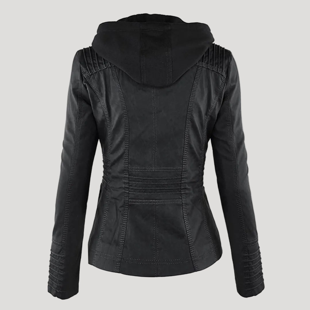 Veste perfecto femme en similicuir à capuche, pour l’automne et la mi-saison