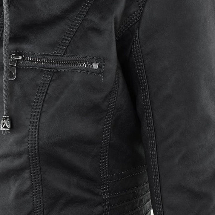 Veste perfecto femme en similicuir à capuche, pour l’automne et la mi-saison