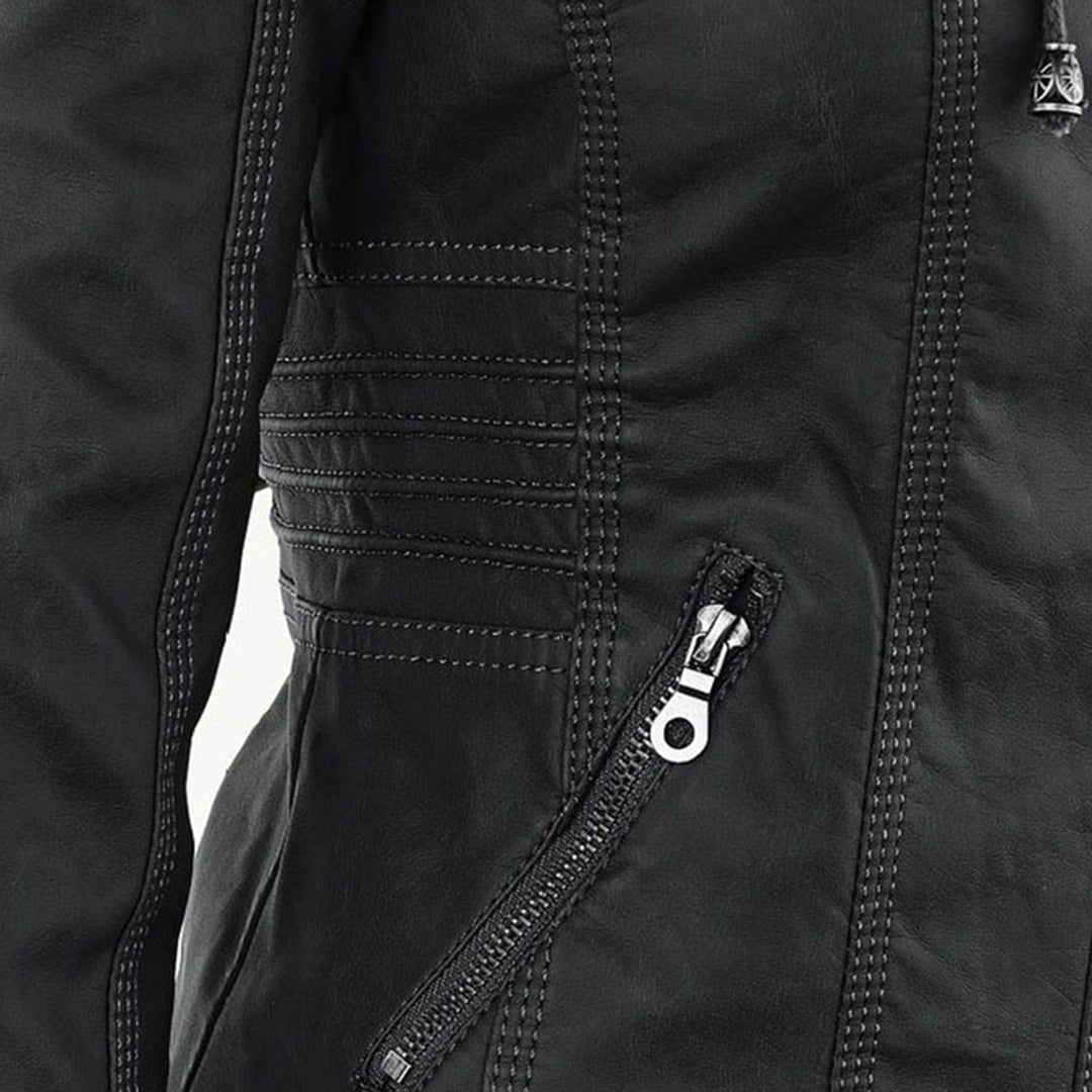 Veste perfecto femme en similicuir à capuche, pour l’automne et la mi-saison