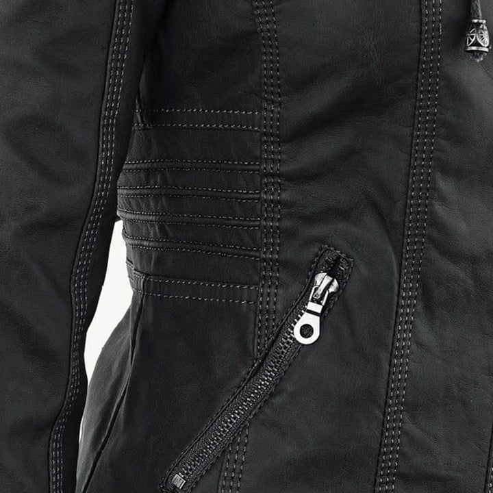 Veste perfecto femme en similicuir à capuche, pour l’automne et la mi-saison
