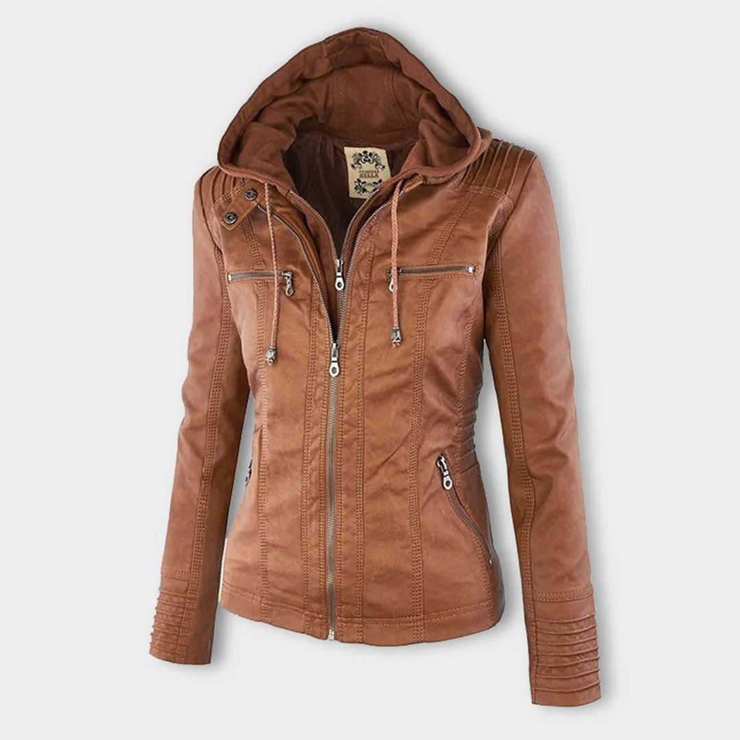 Veste perfecto femme en similicuir à capuche, pour l’automne et la mi-saison