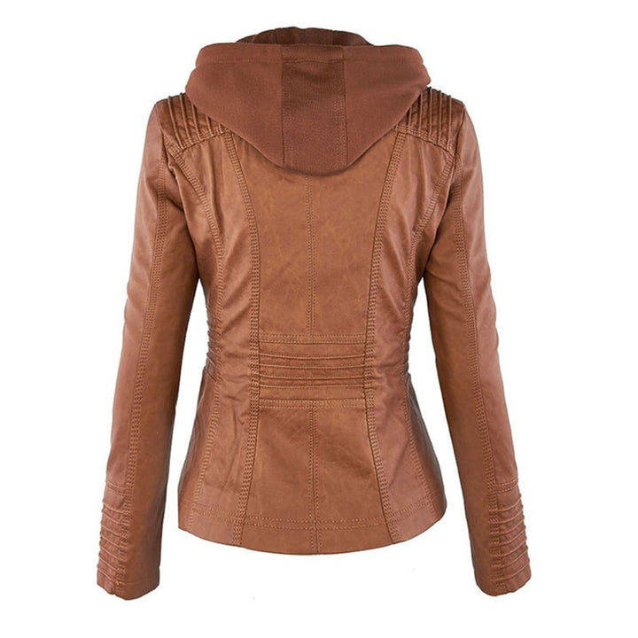 Veste perfecto femme en similicuir à capuche, pour l’automne et la mi-saison