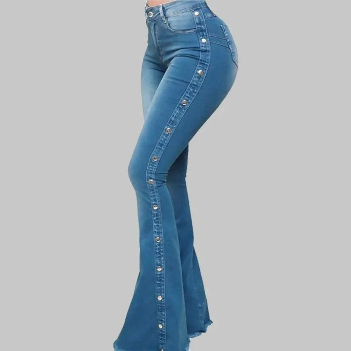 Agatha - Trendy stretch denim pants with a high waist and fluid cut