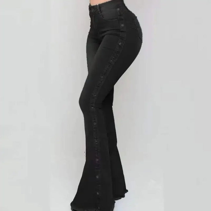 Agatha - Trendy stretch denim pants with a high waist and fluid cut