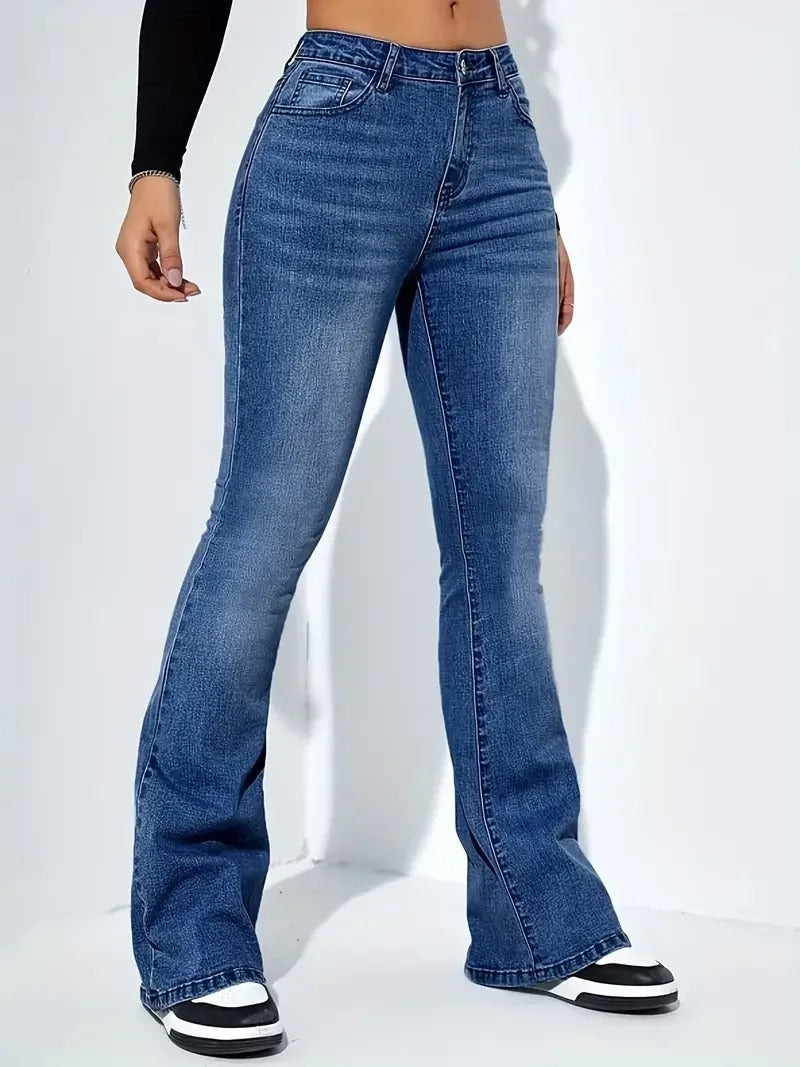 Rosie - Trendy high-waisted flare denim pants