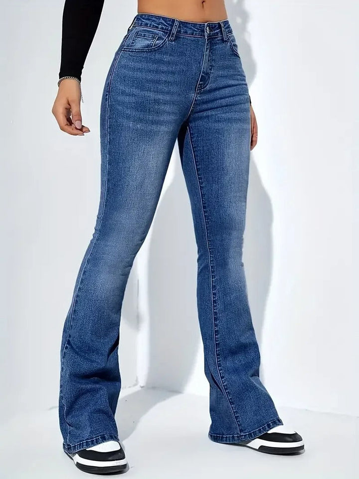 Rosie - Trendy high-waisted flare denim pants