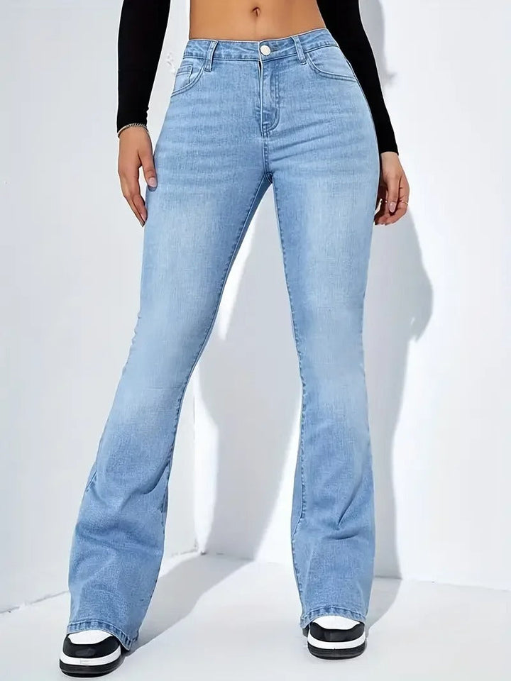 Rosie - Trendy high-waisted flare denim pants