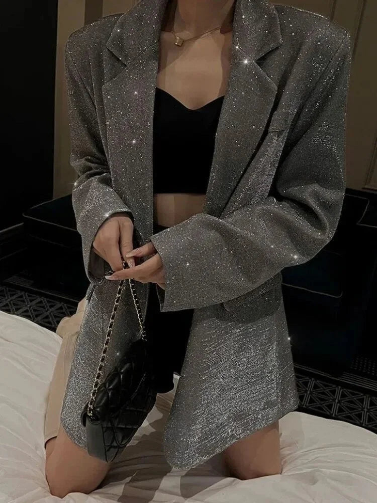 Blazer femme à sequins pour l'automne, élégant et de soirée pour des occasions spéciales