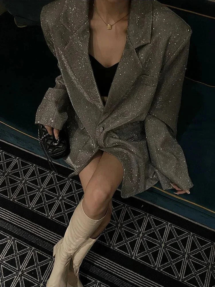Blazer femme à sequins pour l'automne, élégant et de soirée pour des occasions spéciales