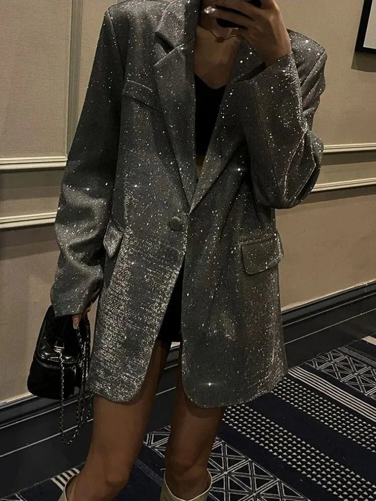 Blazer femme à sequins pour l'automne, élégant et de soirée pour des occasions spéciales