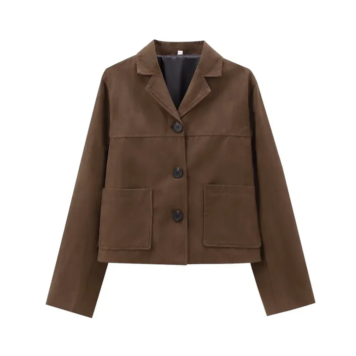 Blazer femme oversize en simili-cuir à col classique, modèle élégant pour l’automne