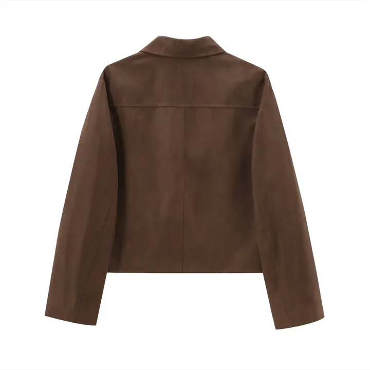 Blazer femme oversize en simili-cuir à col classique, modèle élégant pour l’automne