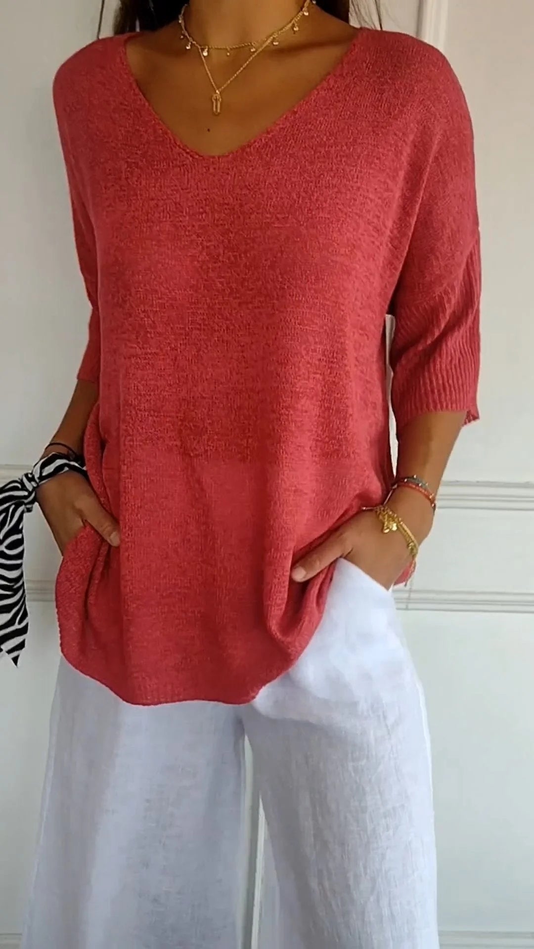 Women’s ¾-Sleeve V-Neck T-Shirt