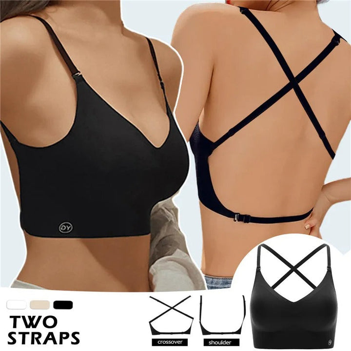 Soutien-gorge sans dos femme en nylon sans armatures invisible pour l’automne bretelles réglables