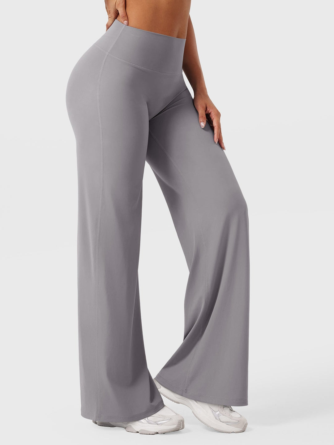 Pantalon de yoga femme en coton taille haute jambe large pour l’automne coupe fluide