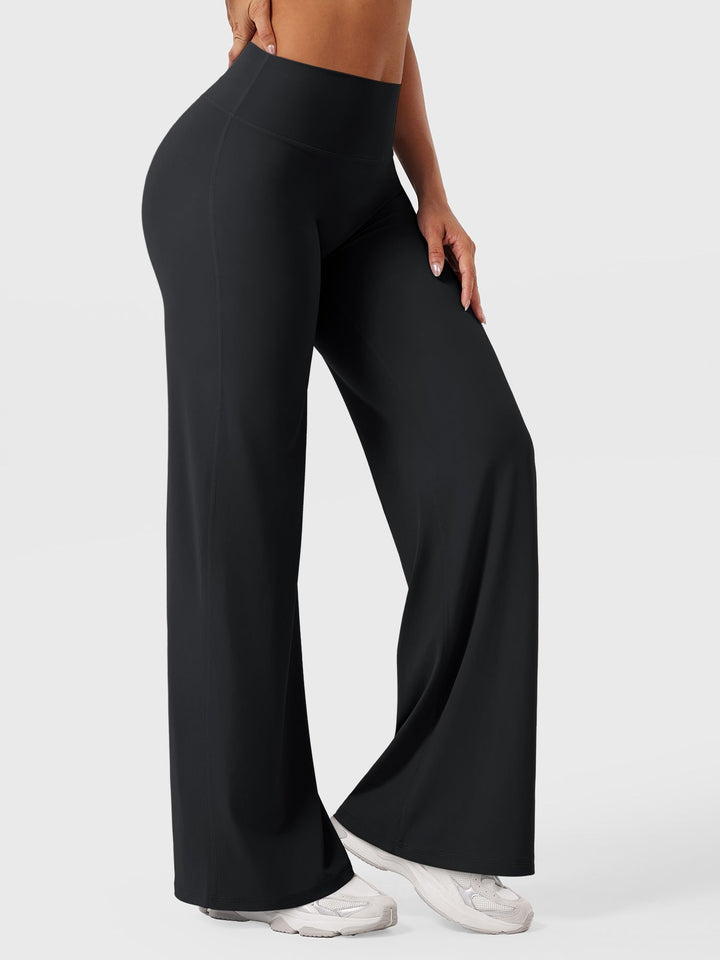 Pantalon de yoga femme en coton taille haute jambe large pour l’automne coupe fluide