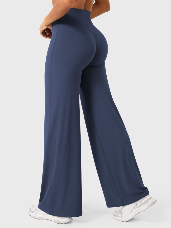 Pantalon de yoga femme en coton taille haute jambe large pour l’automne coupe fluide