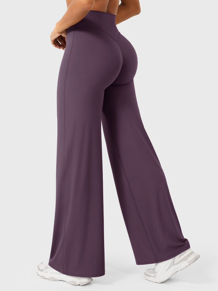 Pantalon de yoga femme en coton taille haute jambe large pour l’automne coupe fluide
