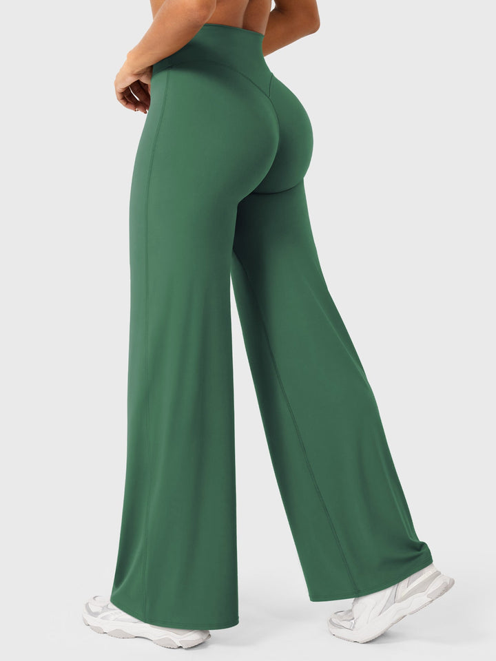 Pantalon de yoga femme en coton taille haute jambe large pour l’automne coupe fluide