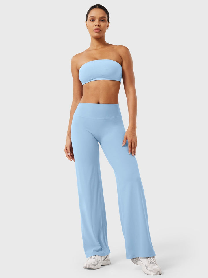 Pantalon de yoga femme en coton taille haute jambe large pour l’automne coupe fluide