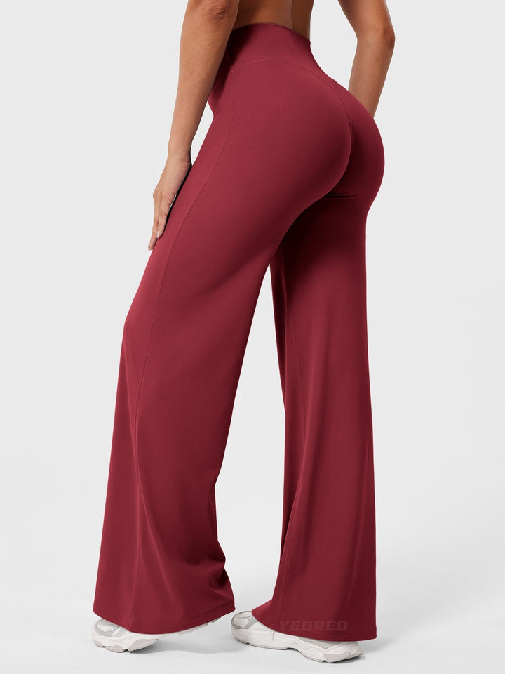 Pantalon de yoga femme en coton taille haute jambe large pour l’automne coupe fluide