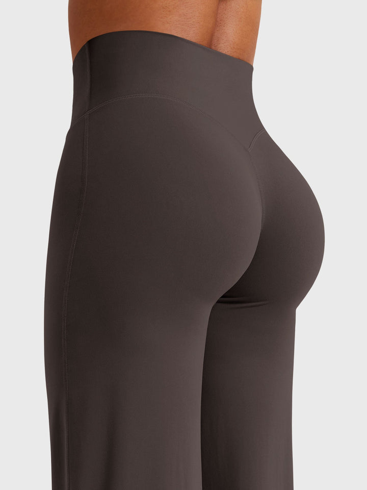Pantalon de yoga femme en coton taille haute jambe large pour l’automne coupe fluide