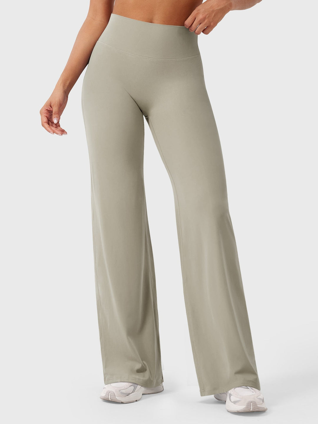 Pantalon de yoga femme en coton taille haute jambe large pour l’automne coupe fluide