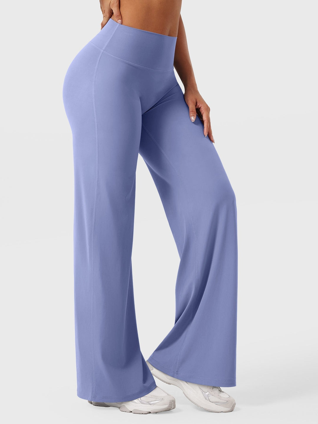 Pantalon de yoga femme en coton taille haute jambe large pour l’automne coupe fluide