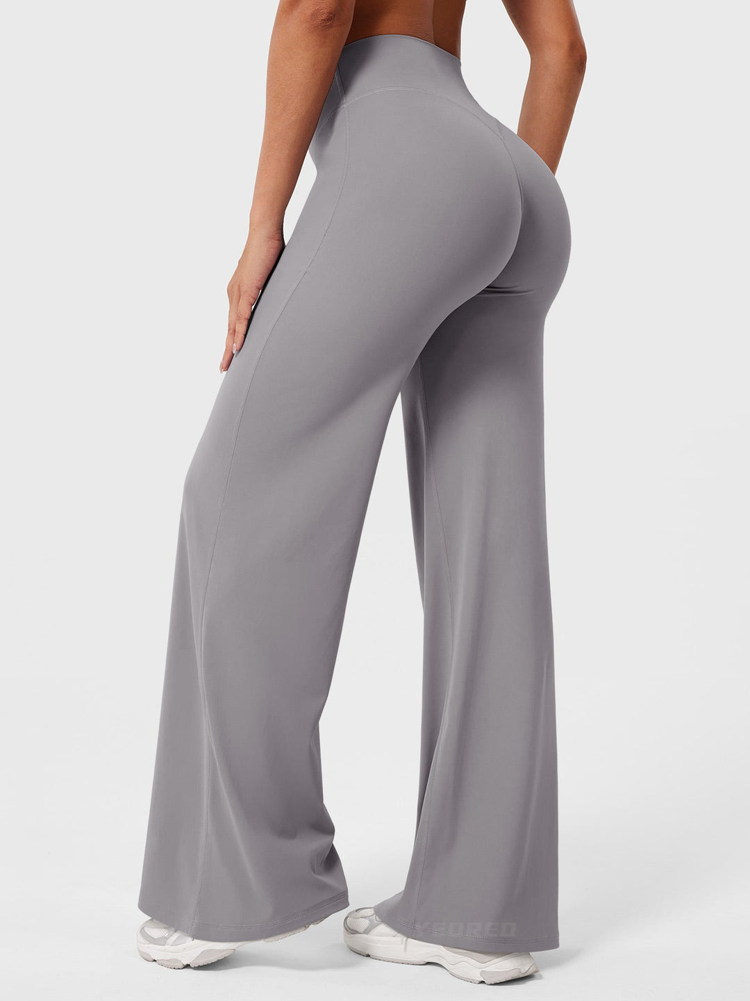 Pantalon de yoga femme en coton taille haute jambe large pour l’automne coupe fluide