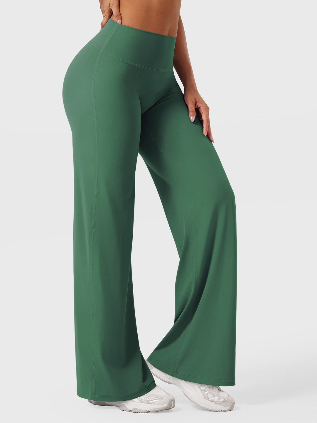 Pantalon de yoga femme en coton taille haute jambe large pour l’automne coupe fluide