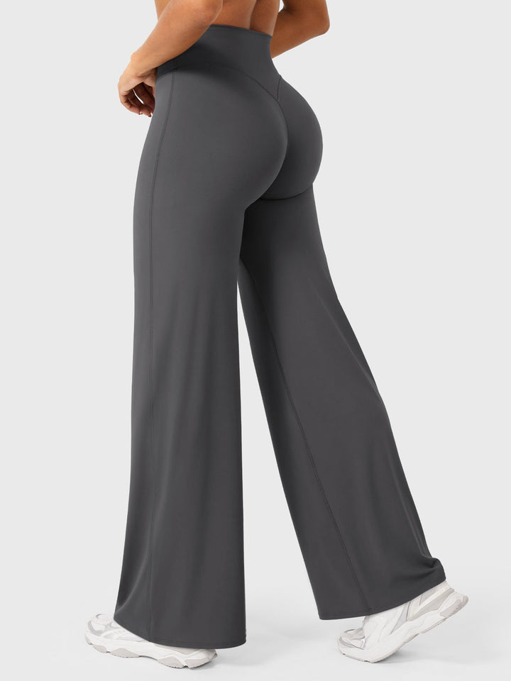 Pantalon de yoga femme en coton taille haute jambe large pour l’automne coupe fluide