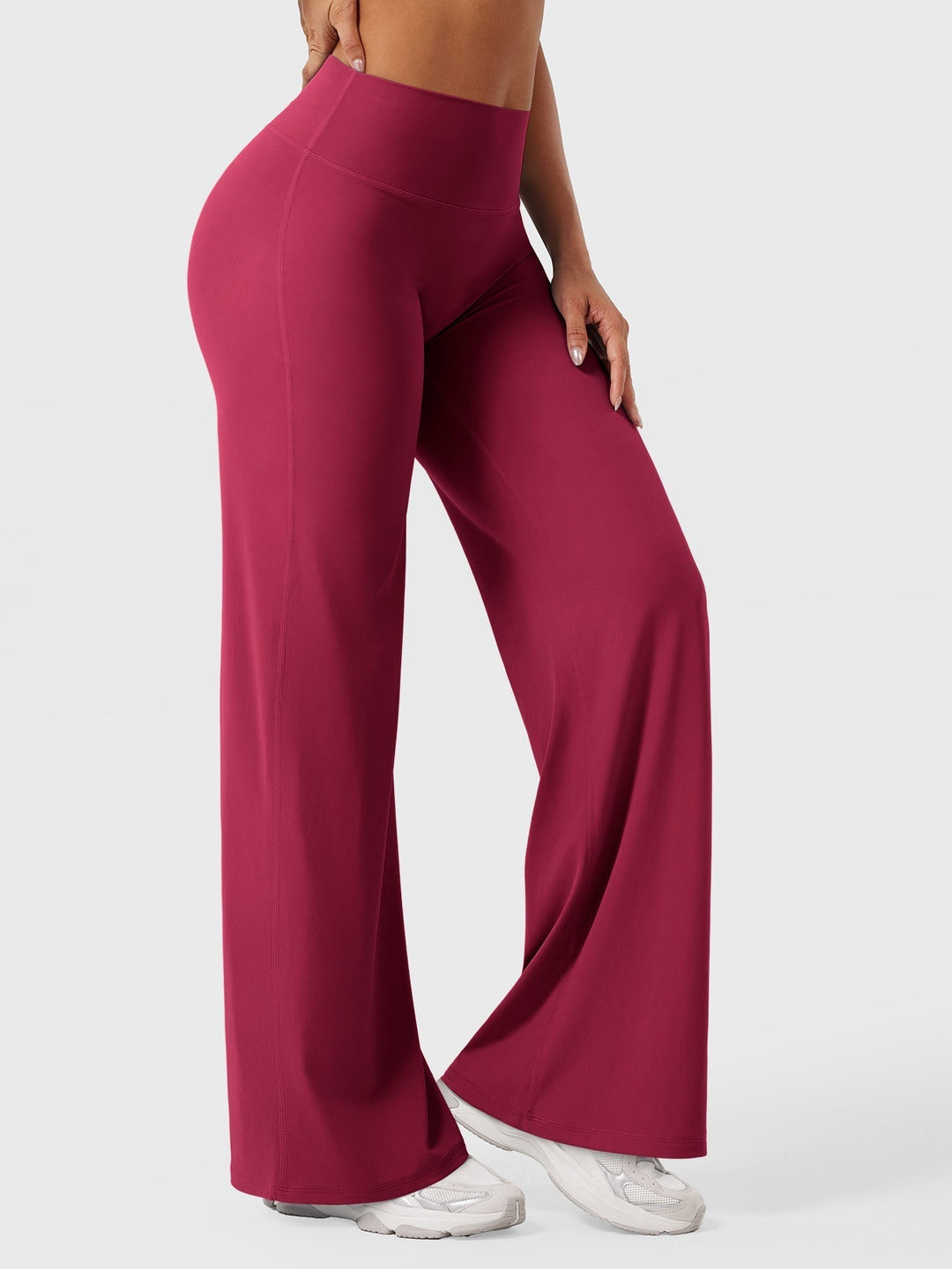 Pantalon de yoga femme en coton taille haute jambe large pour l’automne coupe fluide