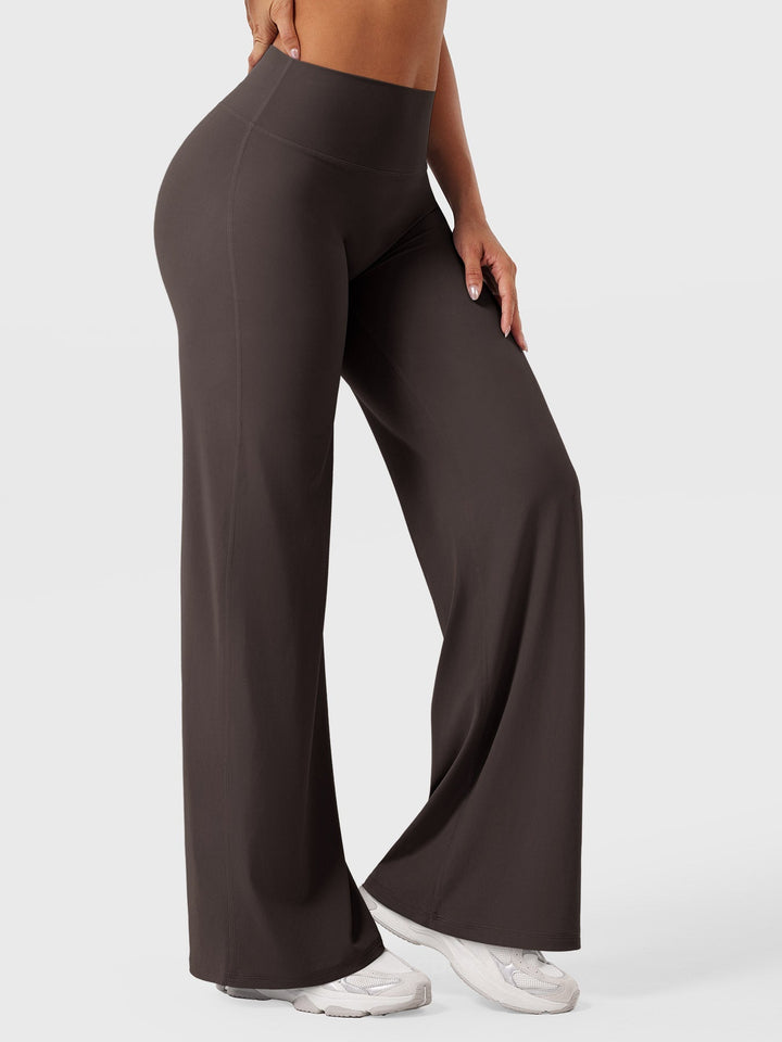 Pantalon de yoga femme en coton taille haute jambe large pour l’automne coupe fluide