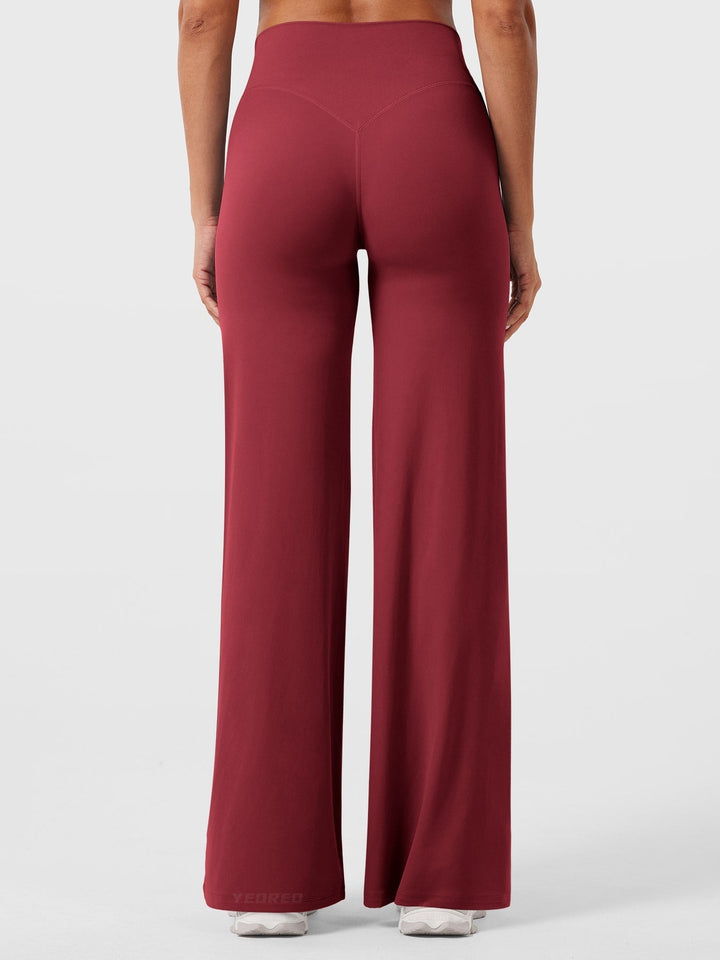 Pantalon de yoga femme en coton taille haute jambe large pour l’automne coupe fluide