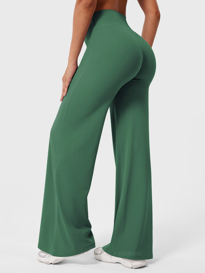 Pantalon de yoga femme en coton taille haute jambe large pour l’automne coupe fluide