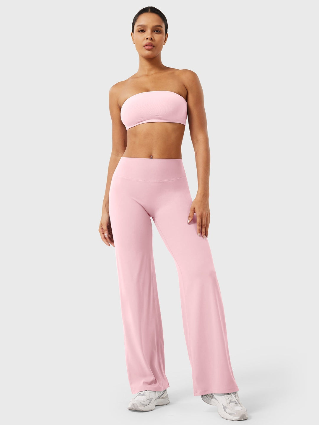 Pantalon de yoga femme en coton taille haute jambe large pour l’automne coupe fluide