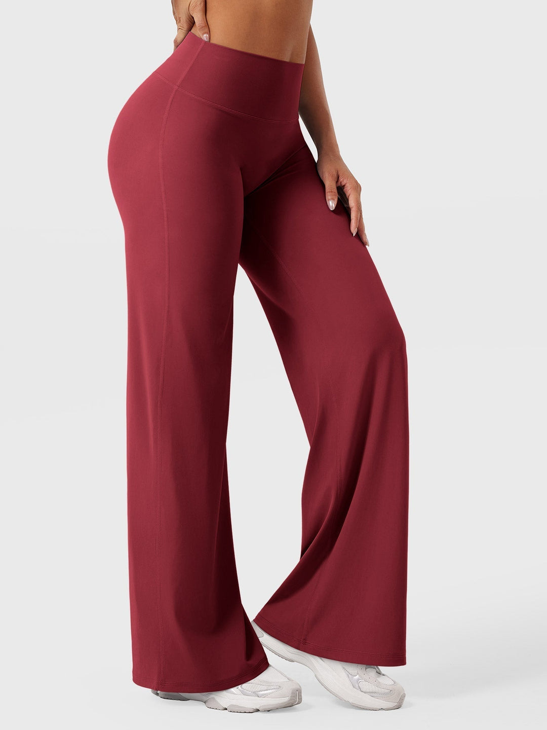 Pantalon de yoga femme en coton taille haute jambe large pour l’automne coupe fluide