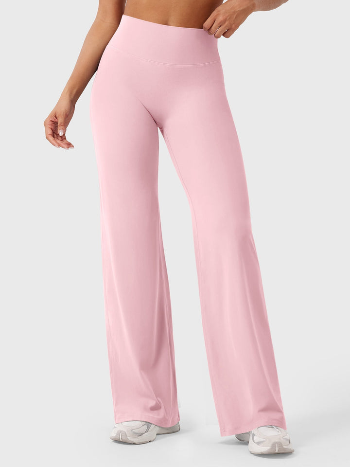 Pantalon de yoga femme en coton taille haute jambe large pour l’automne coupe fluide