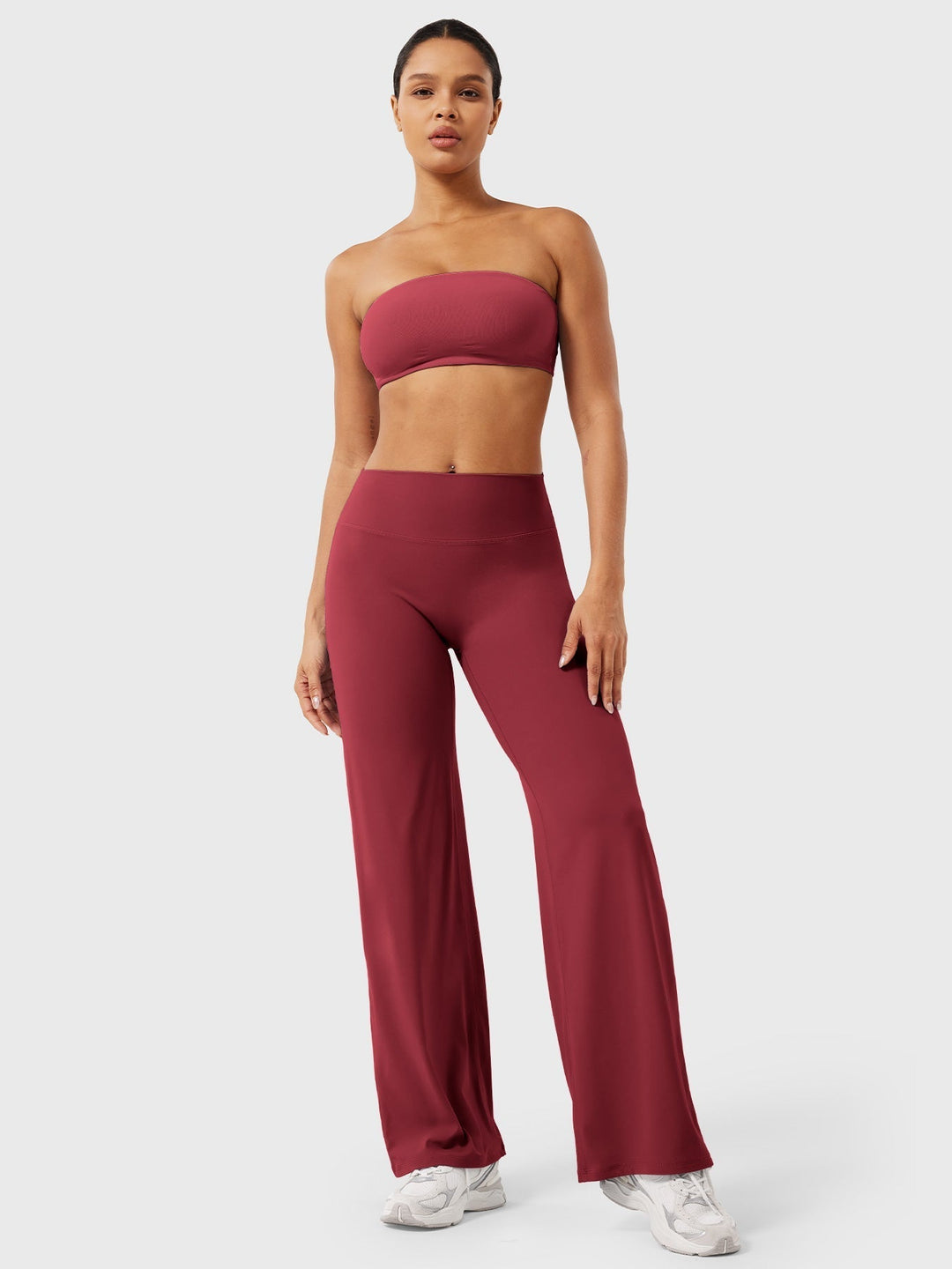 Pantalon de yoga femme en coton taille haute jambe large pour l’automne coupe fluide