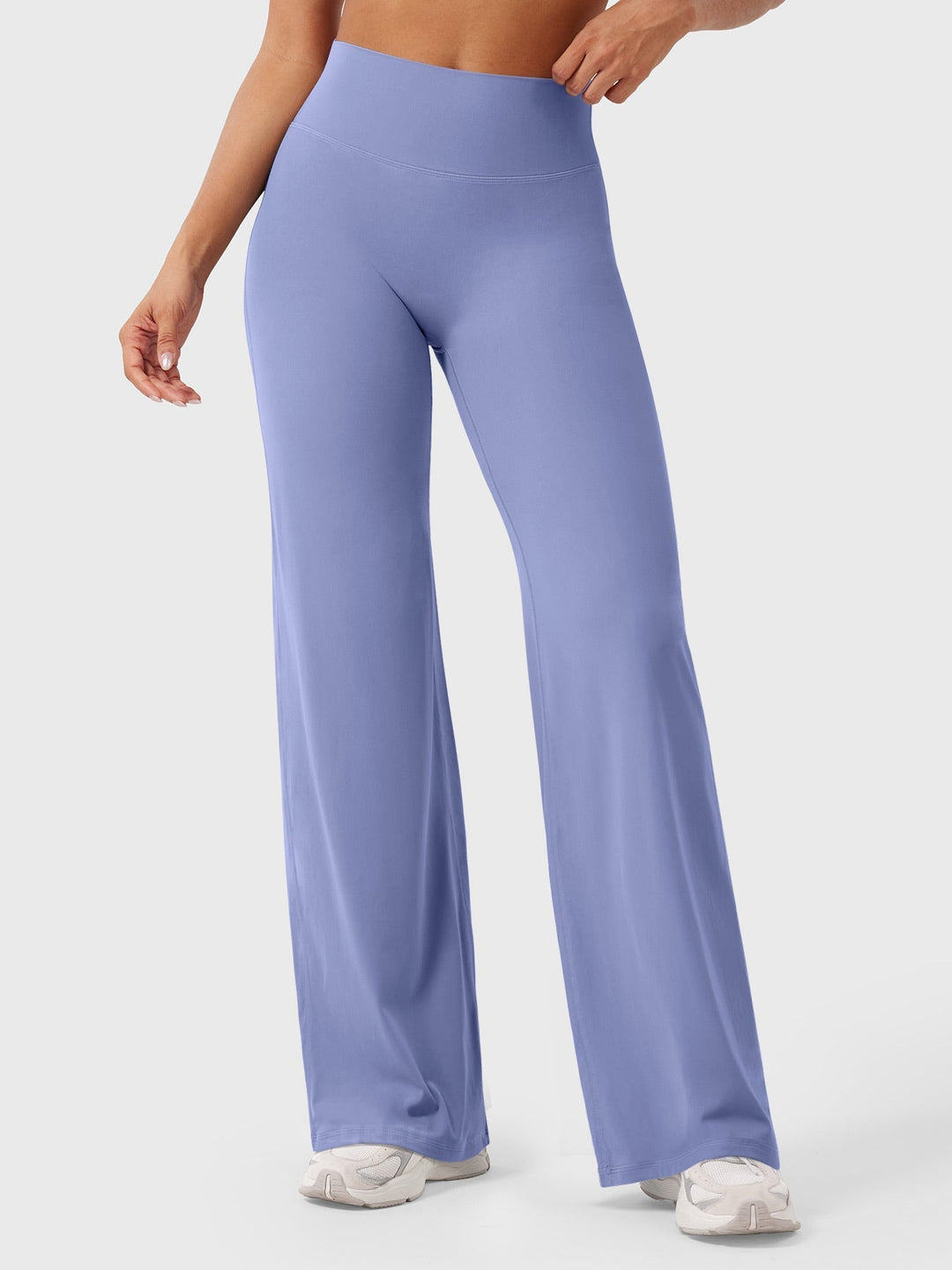 Pantalon de yoga femme en coton taille haute jambe large pour l’automne coupe fluide