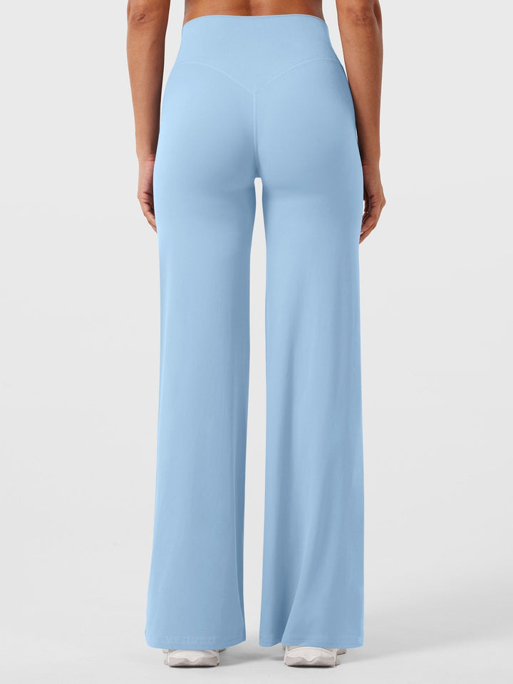 Pantalon de yoga femme en coton taille haute jambe large pour l’automne coupe fluide