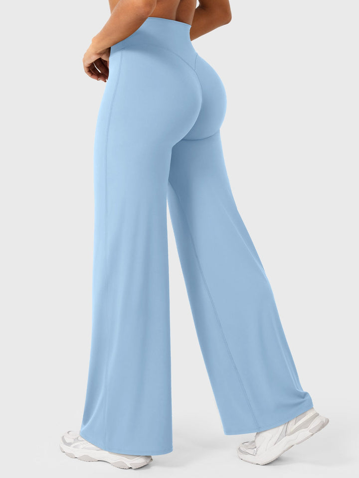 Pantalon de yoga femme en coton taille haute jambe large pour l’automne coupe fluide