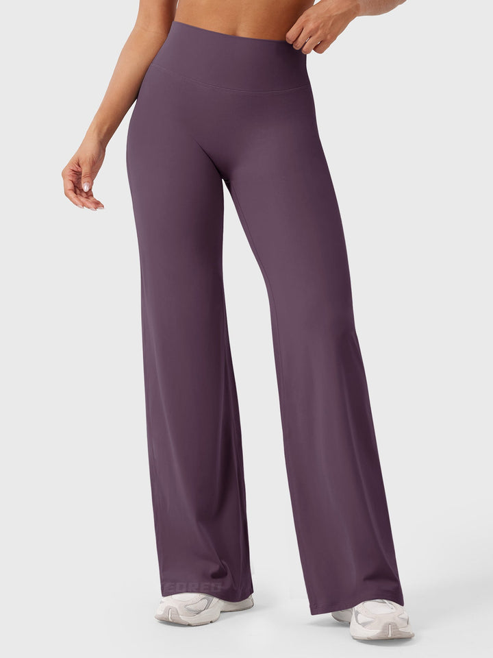 Pantalon de yoga femme en coton taille haute jambe large pour l’automne coupe fluide