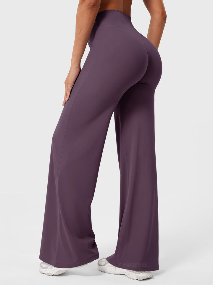 Pantalon de yoga femme en coton taille haute jambe large pour l’automne coupe fluide