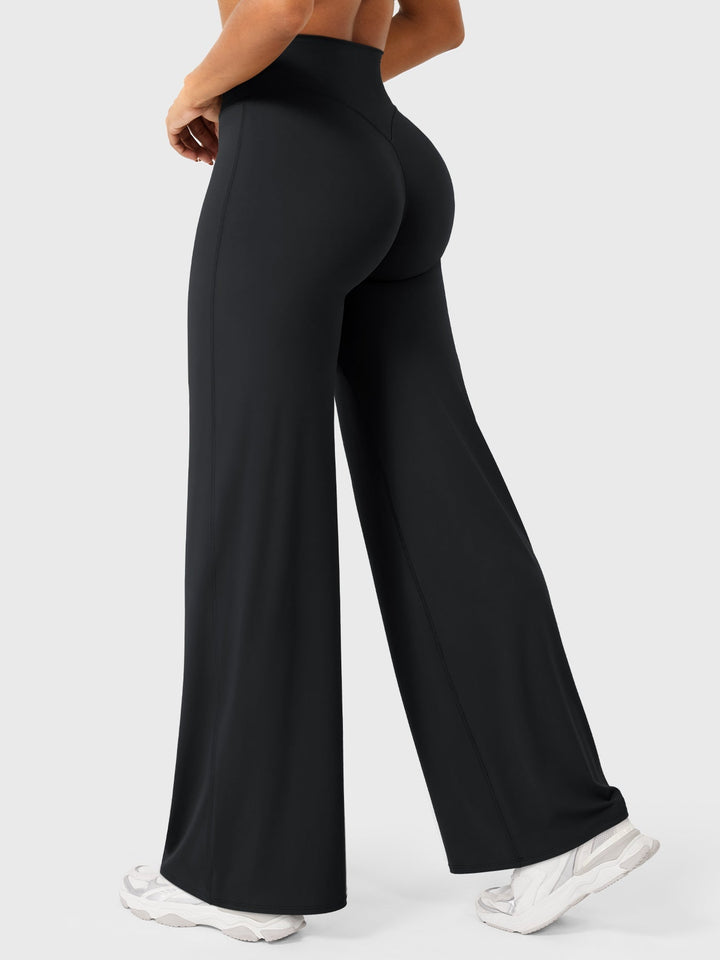 Pantalon de yoga femme en coton taille haute jambe large pour l’automne coupe fluide